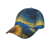 Cappello Trucker Sunflower Starry Night Pattern Black Cappello A Palla Sole Estivo Hip Hop Cappllino Regolabile Berretto Palla per Fitness Viaggi attività All'Aperto