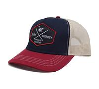 Cappello Trucker Surf Monkey® - Berretto per Uomo/Donna - Design a 5 Pannelli - Taglia Unica - Chiusura a Scatto Regolabile (Rosso/Blu/Beige)