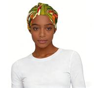 Cappello turbante con stampa di uccelli tropicali del paradiso per le donne moderno elasticizzato stampato poliestere berretto da notte chemio testa avvolgere regalo