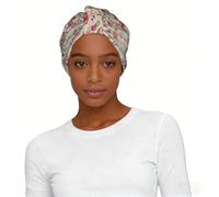 Cappello turbante da donna con stampa a foglia di fiore, morbido ed elasticizzato, alla moda, per la perdita dei capelli, per lo shopping quotidiano