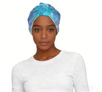 Cappello turbante da donna con stampa a squame di sirena, color oro, morbido, elasticizzato, alla moda, per la perdita dei capelli e lo shopping quotidiano