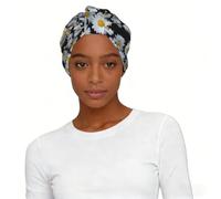 Cappello turbante da donna con stampa di margherite, morbido, elasticizzato, alla moda, per la perdita dei capelli, per lo shopping quotidiano