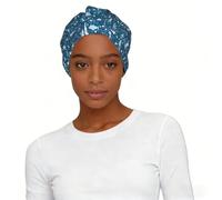Cappello turbante da donna con stampa di pesce blu, morbido ed elasticizzato, alla moda, per la perdita dei capelli, per lo shopping quotidiano