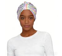Cappello turbante da donna con unicorni su strisce colorate, morbido ed elasticizzato, alla moda, per la perdita dei capelli, per lo shopping quotidiano