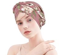 Cappello Turbante da Donna Sciarpa per Capelli Foulard da Donna Musulmana per Perdita di Capelli Cancro Chemio Beanie - Fiore Bianco