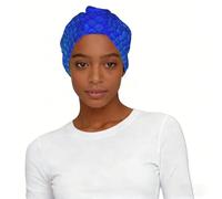 Cappello turbante pre-legato con stampa a squame di sirena blu oceano, sciarpa leggera ed elegante, per donne che dormono