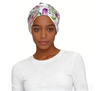 Cappello turbante pre-legato, con stampa di uccelli e fiori, leggero e elegante, per donne che dormono