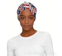 Cappello turbante pre-legato stampato con bandiera a stelle bianche rosse, sciarpa leggera alla moda, per dormire da donna