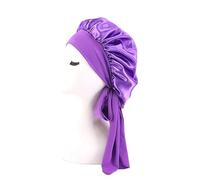 Cappello turbante unisex da donna Copricapo Copricapo da notte Berretto da notte Cura dei capelli Cofano Cuffie da doccia in raso Colore solido regolabile Alta elasticità (Color : Purple)