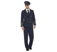 Cappello Uniforme Costume Da Pilota Di Linea Blu Navy Uomo M L