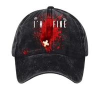 Cappello Unisex Per Halloween, Con Scritta "I'M Fine, It'S Not My Blood Bloody" Cappellino Da Baseball Da Uomo Per Halloween, Con Snapback, Cappello Da Baseball Da Uomo Hip Hop Gotica