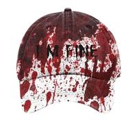 Cappello Unisex per Halloween, con Scritta I'm Fine, It's Not My Blood Bloody Cappellino da Baseball da Uomo per Halloween, con Snapback, Cappello da Baseball da Uomo Hip Hop Gotica