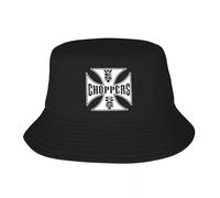 Cappello unisex personalizzato unisex West Coast Iron Cross Choppers Bucket Hat Beach Sun Summer Camping Hat, Colore, M