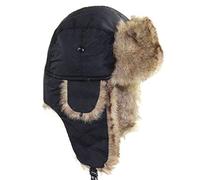 Cappello Uomo Cappello Colbacco Invernale Russo Trapper Bomber Caldo Trooper Paraorecchie Berretto Uomo Donna Cappello Invernale da Sci Soffice Berretto in Pelliccia Sintetica,Nero,50-60Cm