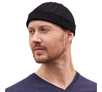 Cappello Uomo E Donna Hip Hop in 100% Cotone, Berretto Invernale Hipster Senza Visiera con Risvolto, Cappellino da Skate Moda Giapponese Nero