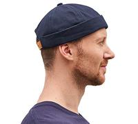 Cappello Uomo E Donna Hip Hop in 100% Cotone, Berretto Invernale Hipster Senza Visiera con Risvolto, Cappellino da Skate Moda Giapponese Blu Navy