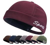 Cappello Uomo Senza Visiera Docker in Cotone Denim Regolabile Berretto da Portuale Rolled Cuff Brimless Cappellino da Portuale Uomo Retro Docker-cap