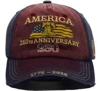 Cappello USA berretto da baseball regolabile ricamato America 250th Anniversary