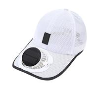 Cappello ventilato caricato solare con fasce regolabili 4-8H Durata di raffreddamento Avventure all'aperto Gear Design leggero Cappello ventola di raffreddamento ad energia solare, bianco, Taglia
