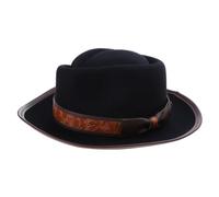 Cappello vintage Fedora Boater Top vittoriano Età Lana a tesa corta Top Vecchio stile Mago per Donna Cappelli di Lana per le Donne Inverno, Nero , Taglia unica