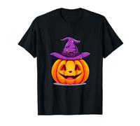 Cappello Viola Zucca Camicia Halloween Ottobre Party Maglietta