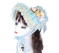 Cappello vittoriano fatto a mano con bordo increspato e cappello da sole in paglia con fiore per appassionati vintage Teaparty costumi puntelli fatti a mano paglia