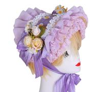 Cappello vittoriano fatto a mano con bordo increspato e cappello da sole in paglia con fiore per appassionati vintage Teaparty costume scenici costume cosplay