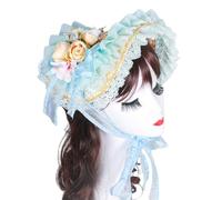 Cappello vittoriano fatto a mano con bordo increspato e cappello da sole in paglia con fiore per appassionati vintage Teaparty costume puntelli tema evento copricapo
