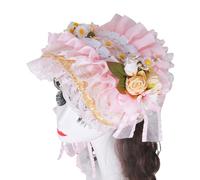 Cappello vittoriano fatto a mano con bordo increspato e cappello da sole in paglia con fiore per appassionati vintage Teaparty costume scenici costume cosplay