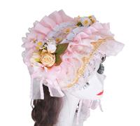 Cappello vittoriano fatto a mano con bordo increspato e cappello da sole in paglia con fiore per appassionati vintage Teaparty costumi puntelli fatti a mano paglia