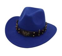 Cappello Western Cowboy Stile Autentico con Decorazione Elegante per Jazz Eventi Etnici (Blue-a, One Size)