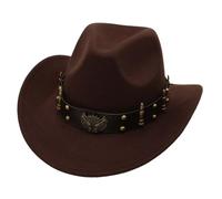 Cappello Western Cowboy Stile Autentico con Decorazione Elegante per Jazz Eventi Etnici (Coffee-a, One Size)