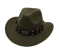 Cappello Western Cowboy Stile Autentico con Decorazione Elegante per Jazz Eventi Etnici (Green-a, One Size)