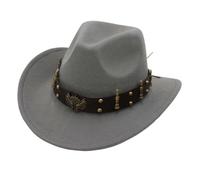 Cappello Western Cowboy Stile Autentico con Decorazione Elegante per Jazz Eventi Etnici (Grey-a, One Size)