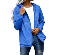 Cappotti antipioggia da donna Giacca impermeabile leggera tinta unita impermeabili con cappuccio Allenamento all'aperto Escursionismo Packable Sottile Giacca a vento Impermeabile Casual Comodo Zip Up