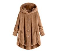 Cappotti da donna a maniche lunghe, giacca in pile Sherpa da donna, traspirante, accogliente, sherpa, con bottoni, felpe con cappuccio, cappotto, sport all'aria aperta, con tasche, comodi cappotti
