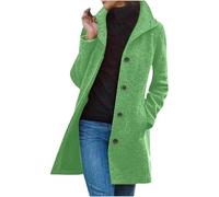Cappotti da donna Inverno Monopetto Misto Lana Giacca Causale Risvolto Trench Coat Manica Lunga Top Longline Soprabito Con Tasche Parka Cardigan Plus Size Trench Giacche Inverno Lana Pisello Cappotto