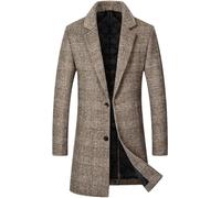 Cappotti di Lana Scozzesi da Uomo Giacca A Vento di Lana Lunga Sottile da Uomo Addensare La Giacca Trench Calda, Brown Gray, L