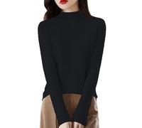 Cappotti Di Nero con Pelliccia Donna Spring Solid Color Semi High Neck Pullover Lungo Manica Base Knit Felpa con Felpa Underneath Pantaloni E Giacche Da Neve per Donne, Blu scuro, XL