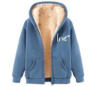 Cappotti Donna Invernali Lamb Wool Coat Winter Thick Warm Solid Color Hooded Plus Size Coat Donna Piumino Giacca Imbottita Donna Invernale (Blue, M)