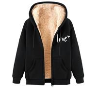Cappotti Donna Invernali Lamb Wool Coat Winter Thick Warm Solid Color Hooded Plus Size Coat Donna Piumino Giacca Imbottita Donna Invernale (Black, M)