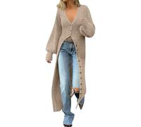Cappotti e giacche da donna cardigan lunghi con scollo a V con bottoni a maglia grossa spolverini maglione cappotto autunno alla moda maxi maglione abito da donna cappotti swing in pelle taglie forti