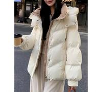 Cappotti imbottiti con cappuccio da donna per l'inverno, eleganti e casual, con chiusura lampo, in stile coreano, moda invernale, piumini spessi, giacche casual da donna, abbigliamento casual da donna