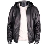 Cappotti in pelle con cappuccio da uomo in pelle di pecora Giacche semplice moda naturale morbido cappotto in pelle con cappuccio Streetwear