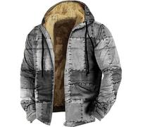 Cappotti invernali da uomo in pile termico con zip Pullover Felpa con cappuccio in pile calda Cappotti spessi in lana da uomo Giacca patchwork da uomo Retro Maglione a blocchi di colore Giacca da