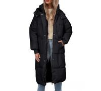 Cappotti invernali extra lunghi per le donne Regno Unito con cappuccio giacca parka imbottita resistente al vento chiusura con bottoni con zip cappotto oversize ispessito trench lungo da donna