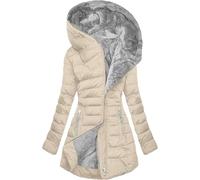 Cappotti invernali per le donne con cappuccio foderato in pile spesso piumino Sherpa giacche calde alla moda abiti 2025 vestiti, Albicocca, S