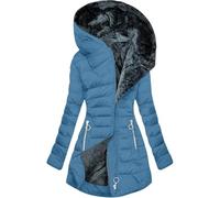 Cappotti invernali per le donne con cappuccio foderato in pile spesso piumino Sherpa giacche calde alla moda abiti 2025 vestiti, Blu, S