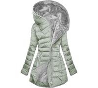 Cappotti invernali per le donne con cappuccio foderato in pile spesso piumino Sherpa giacche calde alla moda abiti 2025 vestiti, Verde chiaro, S