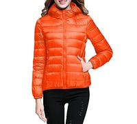 Cappotti isolati da donna ultra leggeri e impermeabili con cappuccio e tasche Cappotto invernale impermeabile leggero antivento (con cappuccio e senza cappuccio), A1-arancio, S